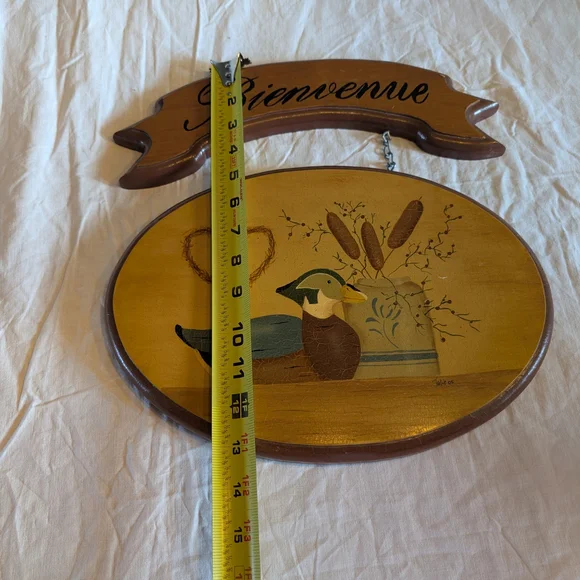 2/30$ Vintage Bienvenue Duck Wall Art - Brown, Blue, Yellow - Picture 2 of 6